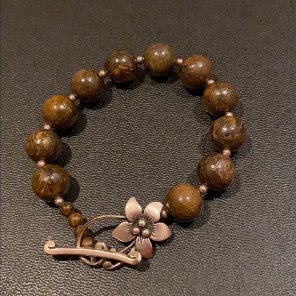 Silpada Retired Sterling/Bronzite Flower Bracelet